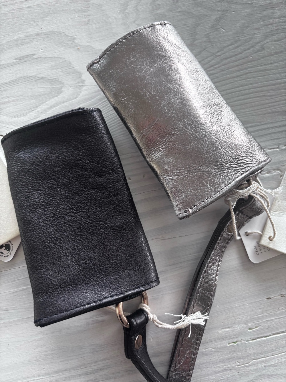 Free People Leather Bag Lanyard Lot Of 2 (Black and Silver) - Picture 3 of 3